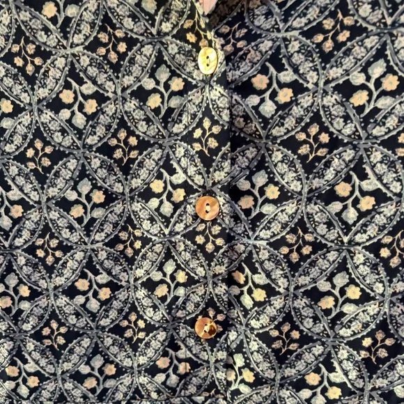 NWT Lucky Brand Navy Patterned Dress Tie Waist - Picture 2 of 9